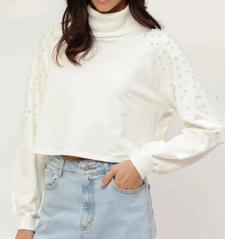 LEZ A LEZ BLANCO PEARL CROP SWEATER