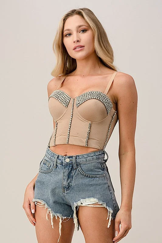 Nude Diamond Across Crop Bra Top Bustier