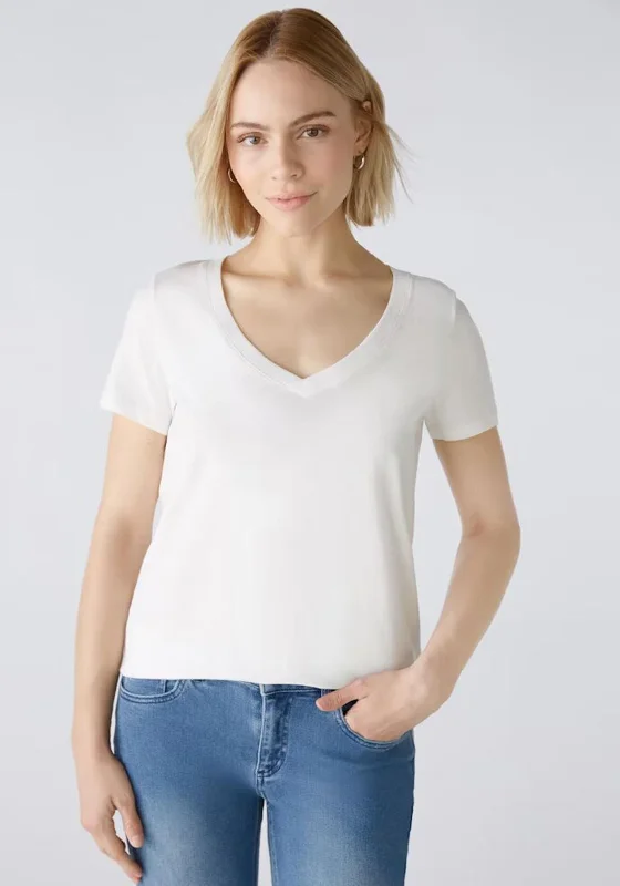 Oui Cari V Neck Top, Cloud Dancer