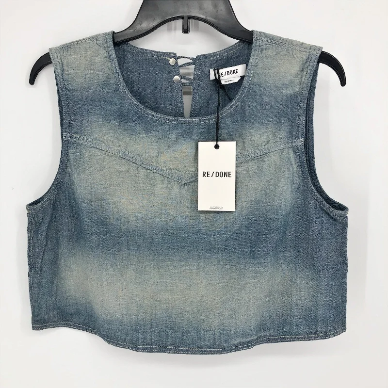 RE/DONE Women's Chambray Sleeveless Crop Top Small Amore Indigo Boxy Tank NWT