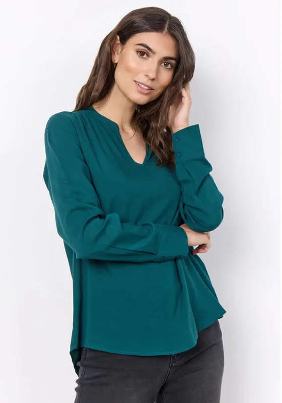 Soyaconcept Radia V-Neck Lightweight Blouse, Green