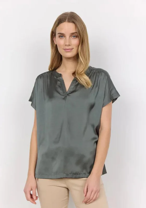 Soyaconcept Thilde V-Neck Blouse, Dusty Green