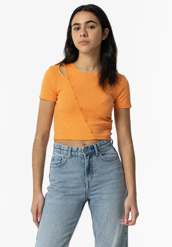 Tiffosi Girl Moma Ribbed Cropped Tee, Orange