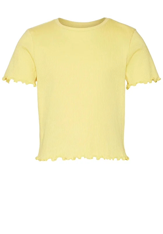 Vero Moda Girl Lavender Short Sleeve Crop Tee, Lemon Zest