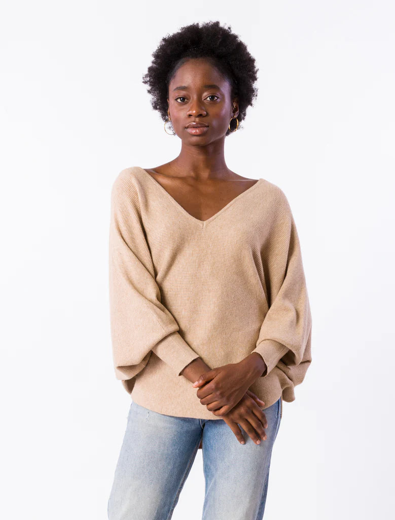 RYU V-Neck Top (Light Camel)