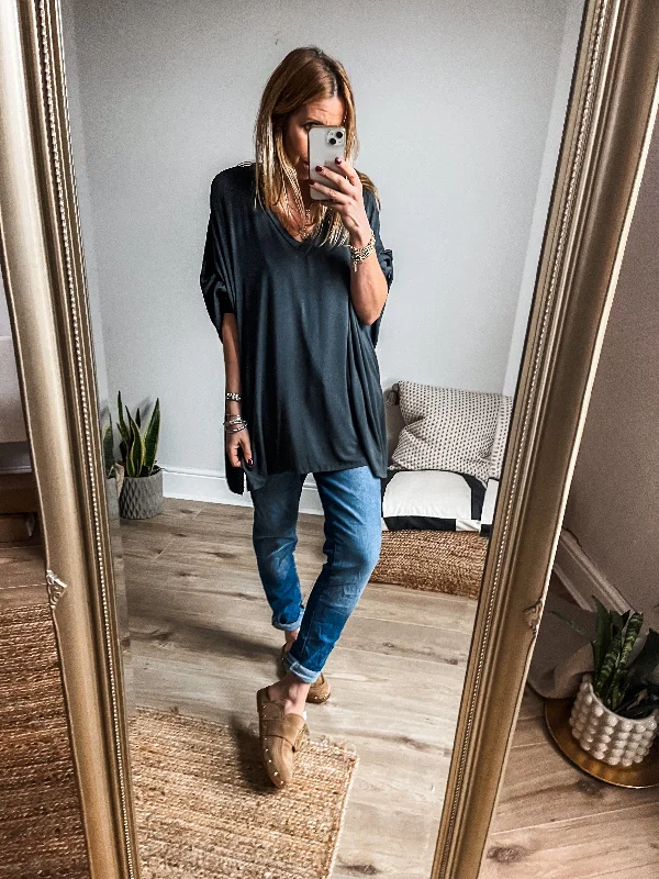 V-Neck Batwing Sleeve Jersey Top