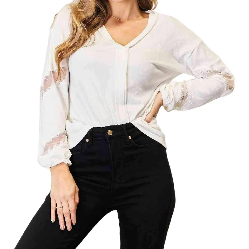 Double Take - Elegant Lace V-Neck Blouse