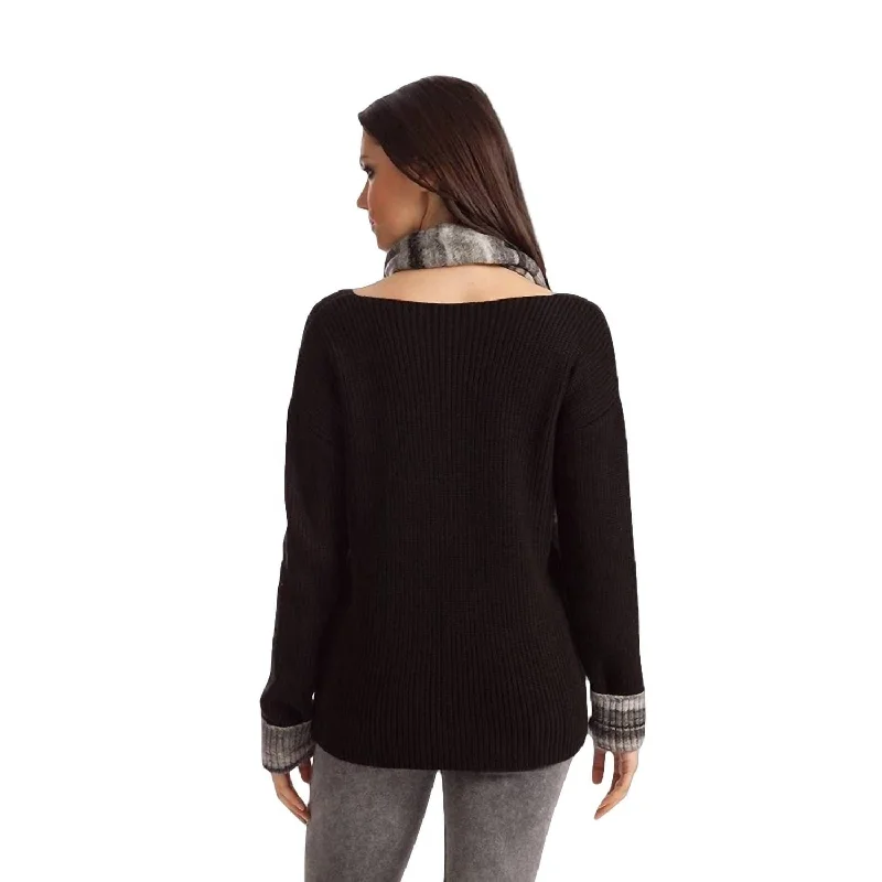 French Kyss - Emilia Ribbed V-Neck W/ Scarf