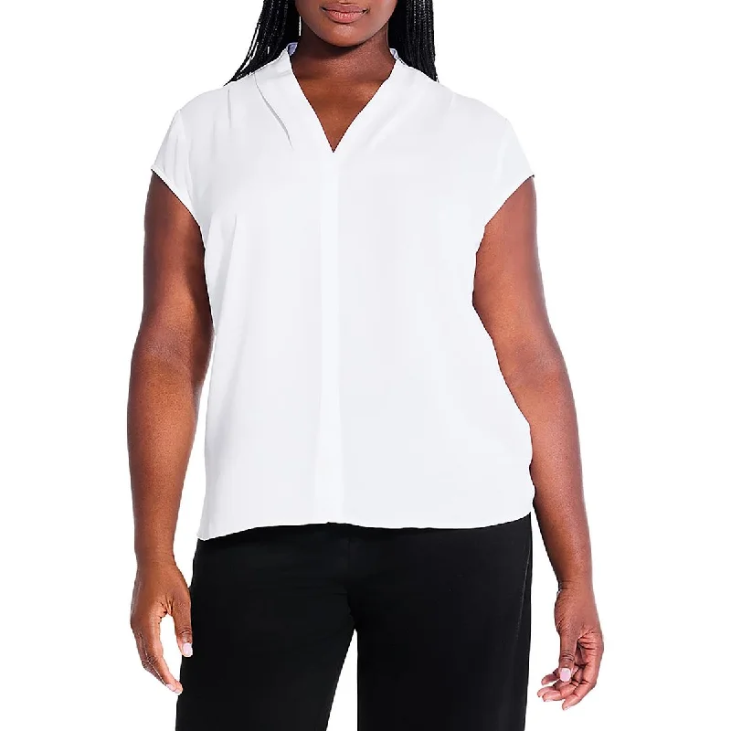 Nic + Zoe Womens Plus Cap Sleeve V-Neck Blouse